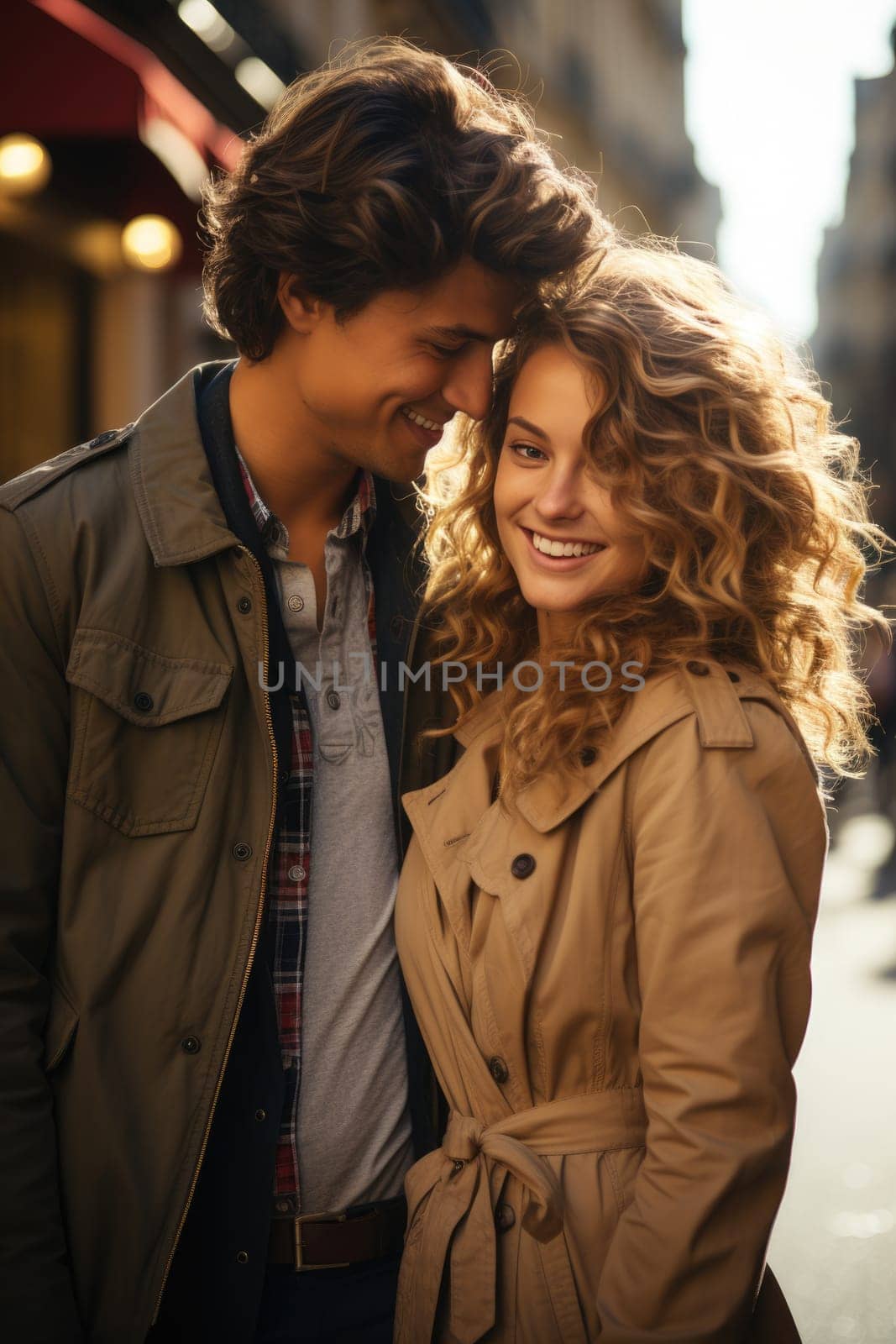 happy couple in love visiting Paris city . AI Generated by Desperada
