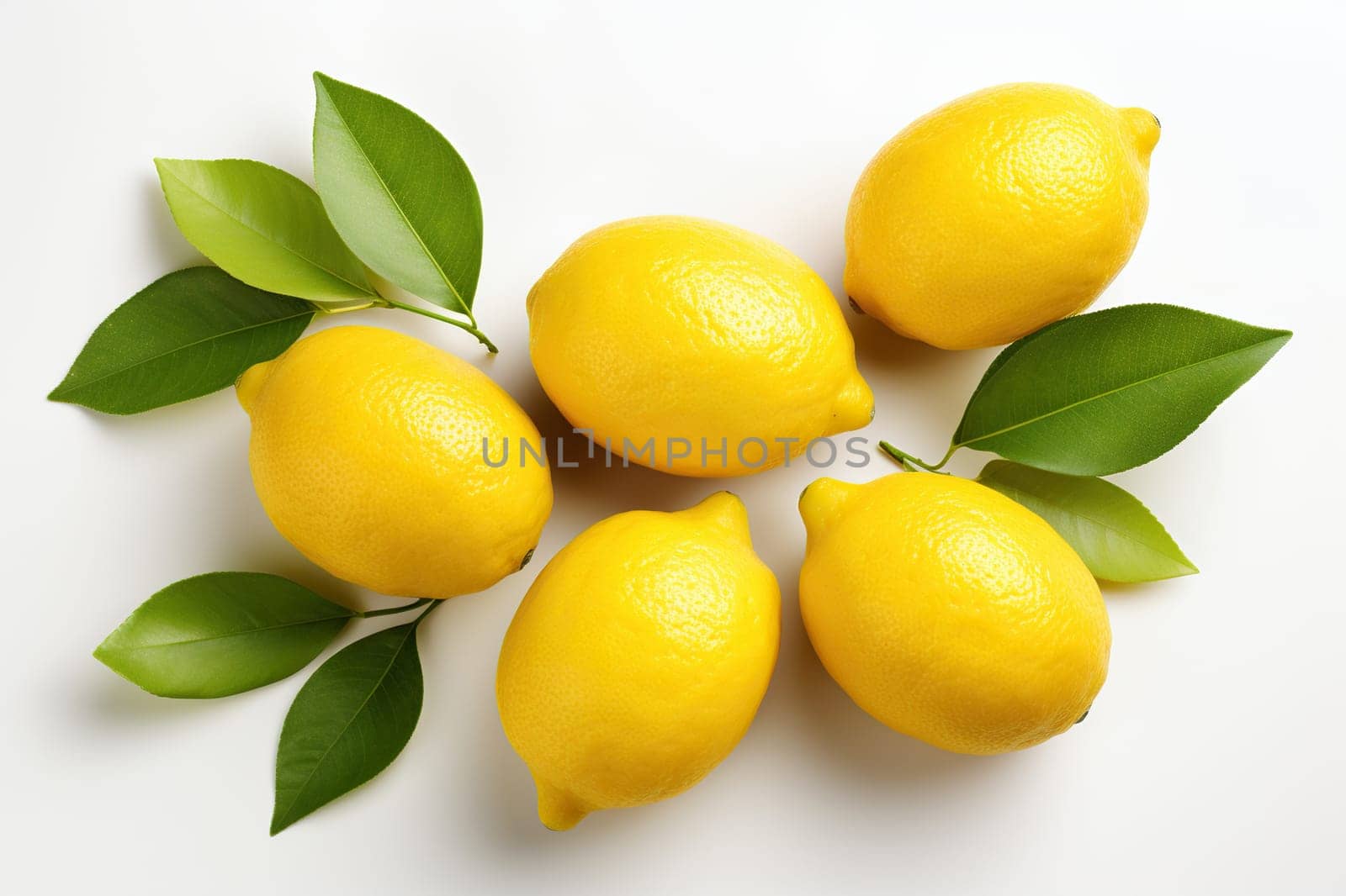 Yellow ripe lemons on a white background.