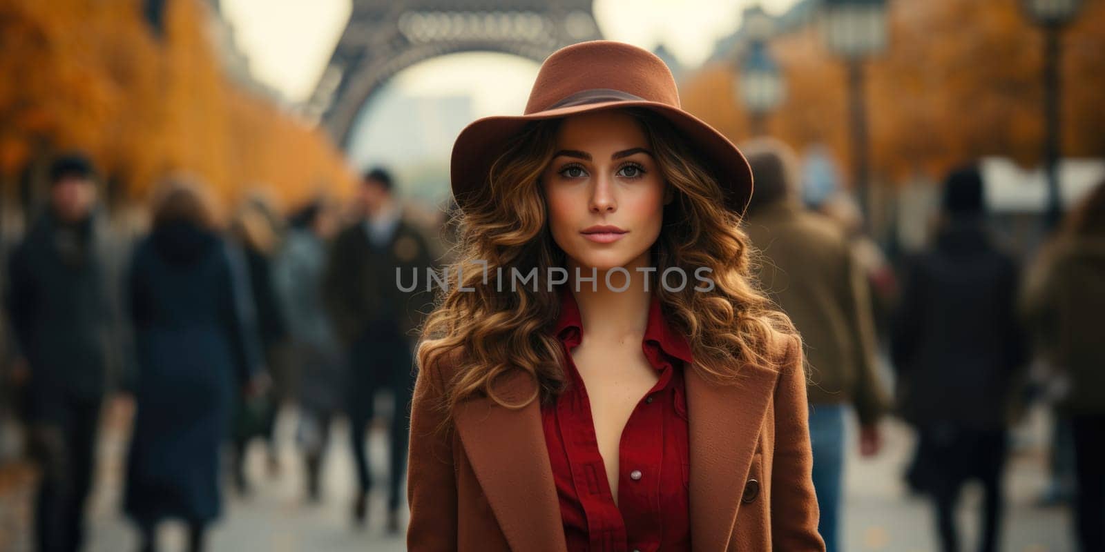 Woman walking on street in paris. AI Generated by Desperada