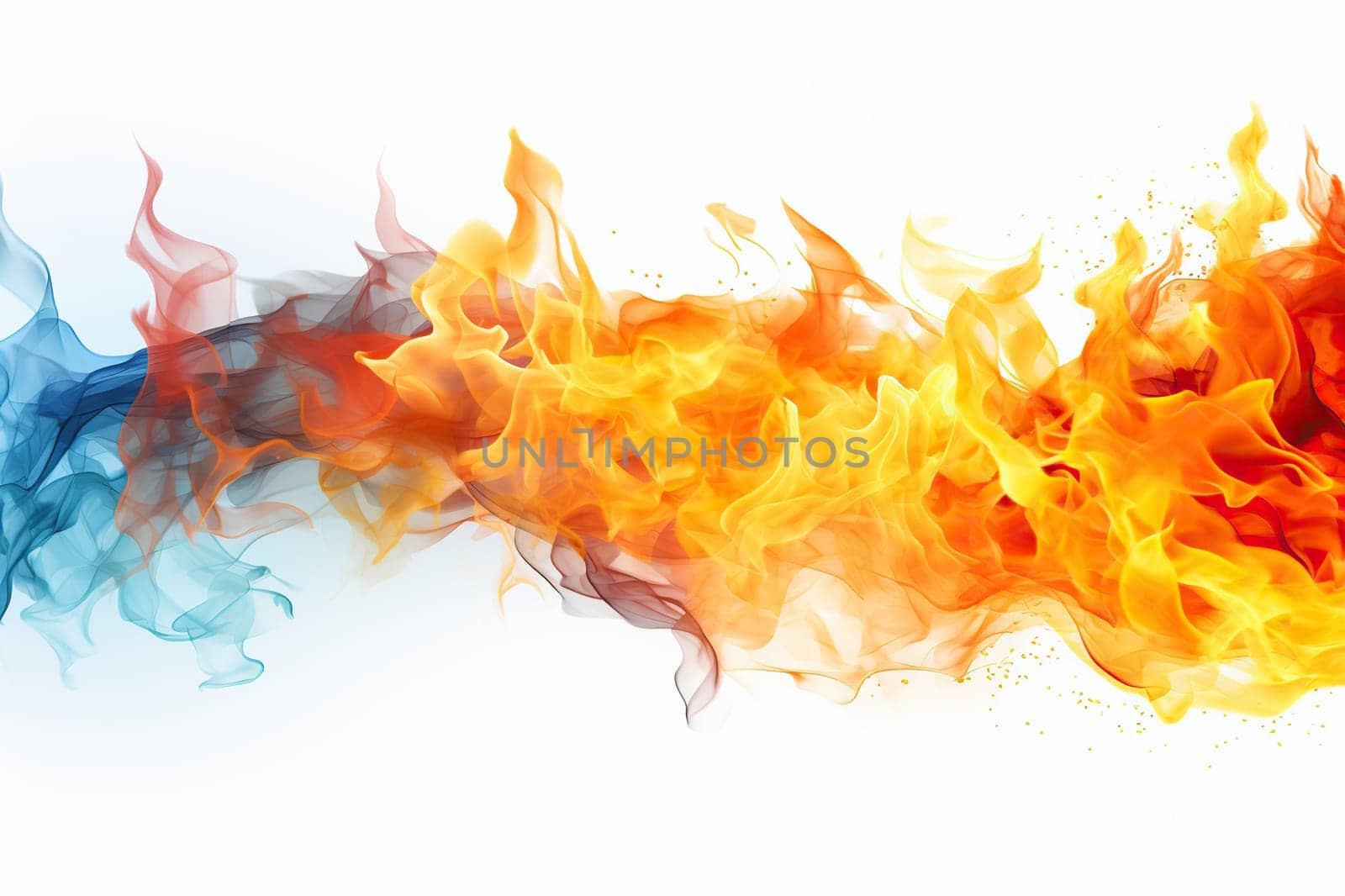 Fire flames on a white background.