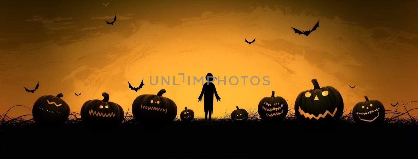 ghost dark black pumpkin horror orange night holiday halloween october. Generative AI. by Vichizh