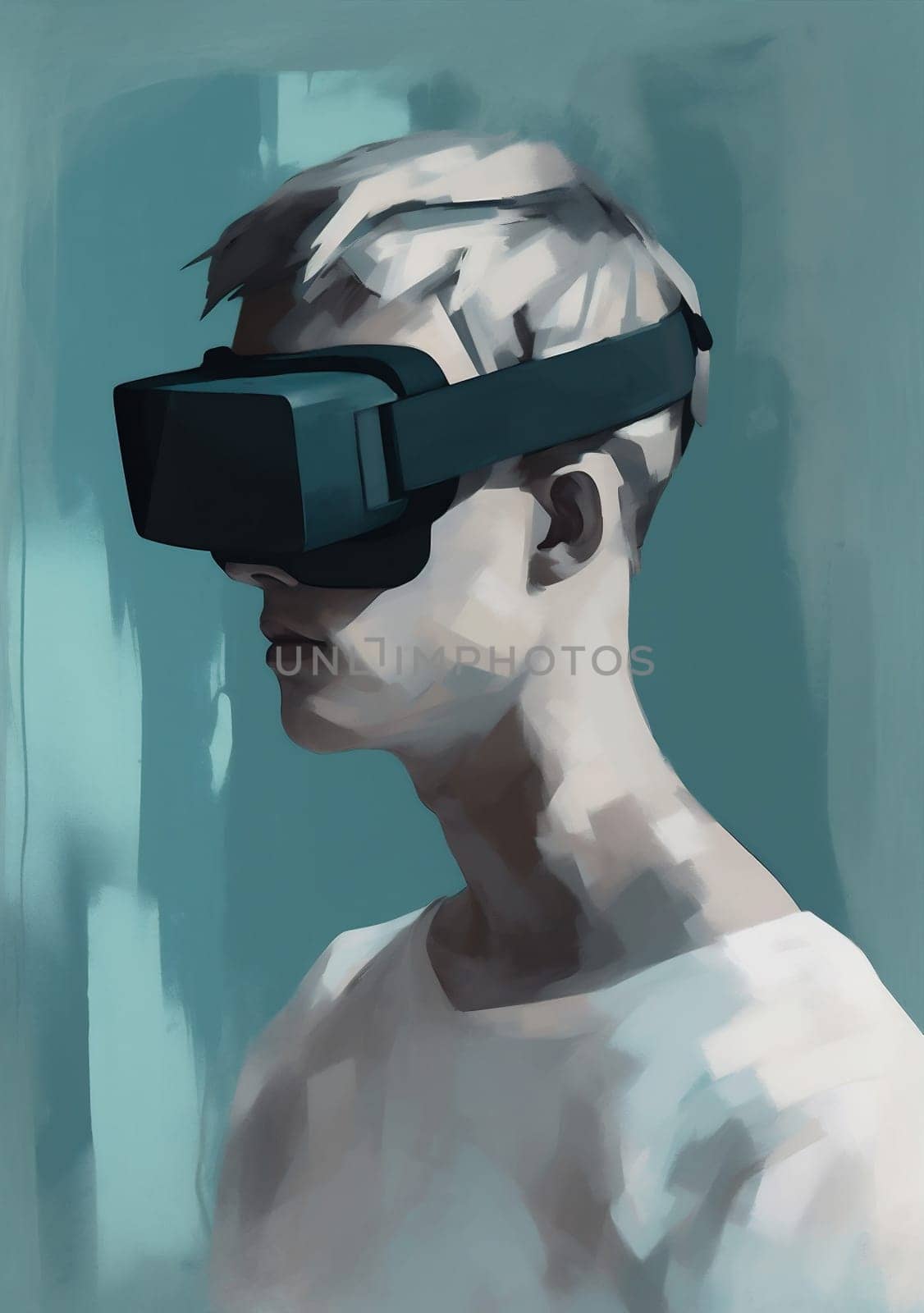 man futuristic innovation headset technology vr glasses gadget digital goggles cyber. Generative AI. by Vichizh