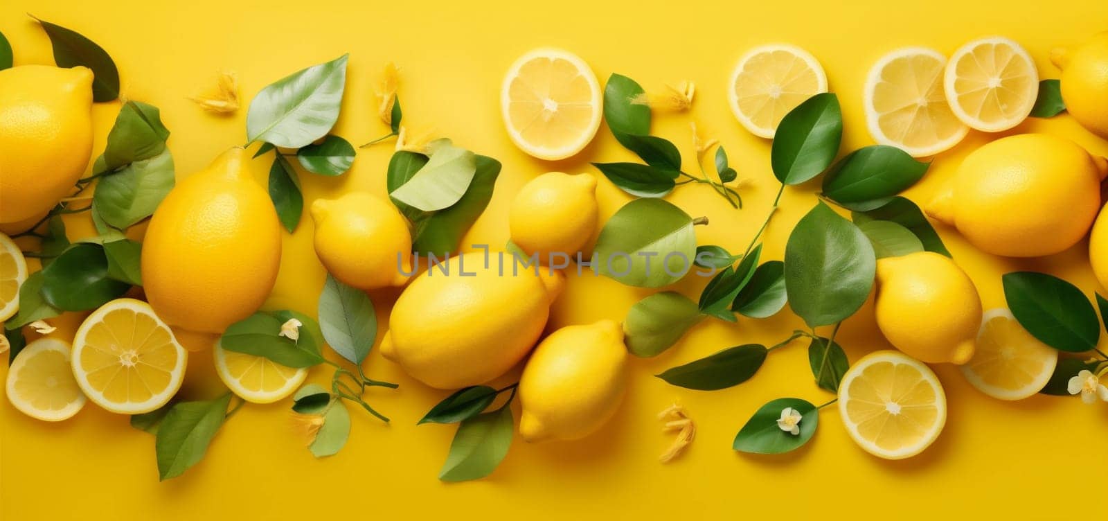 juicy food art lemon healthy background summer fresh natural yellow fruit. Generative AI. by Vichizh