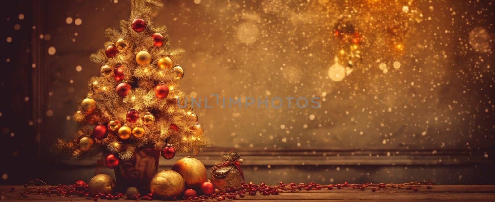 light new decoration year festive space holiday table christmas celebration copy. Generative AI. by Vichizh