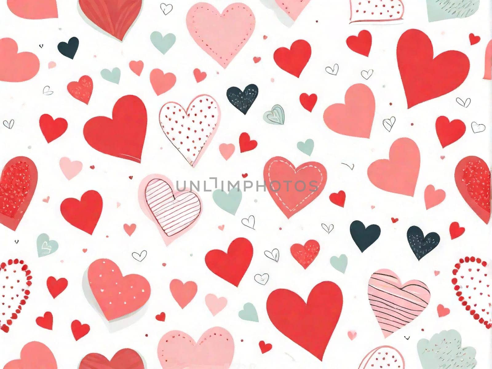 Cute doodle style hearts pattern. Valentine's Day background. Marker drawn by EkaterinaPereslavtseva