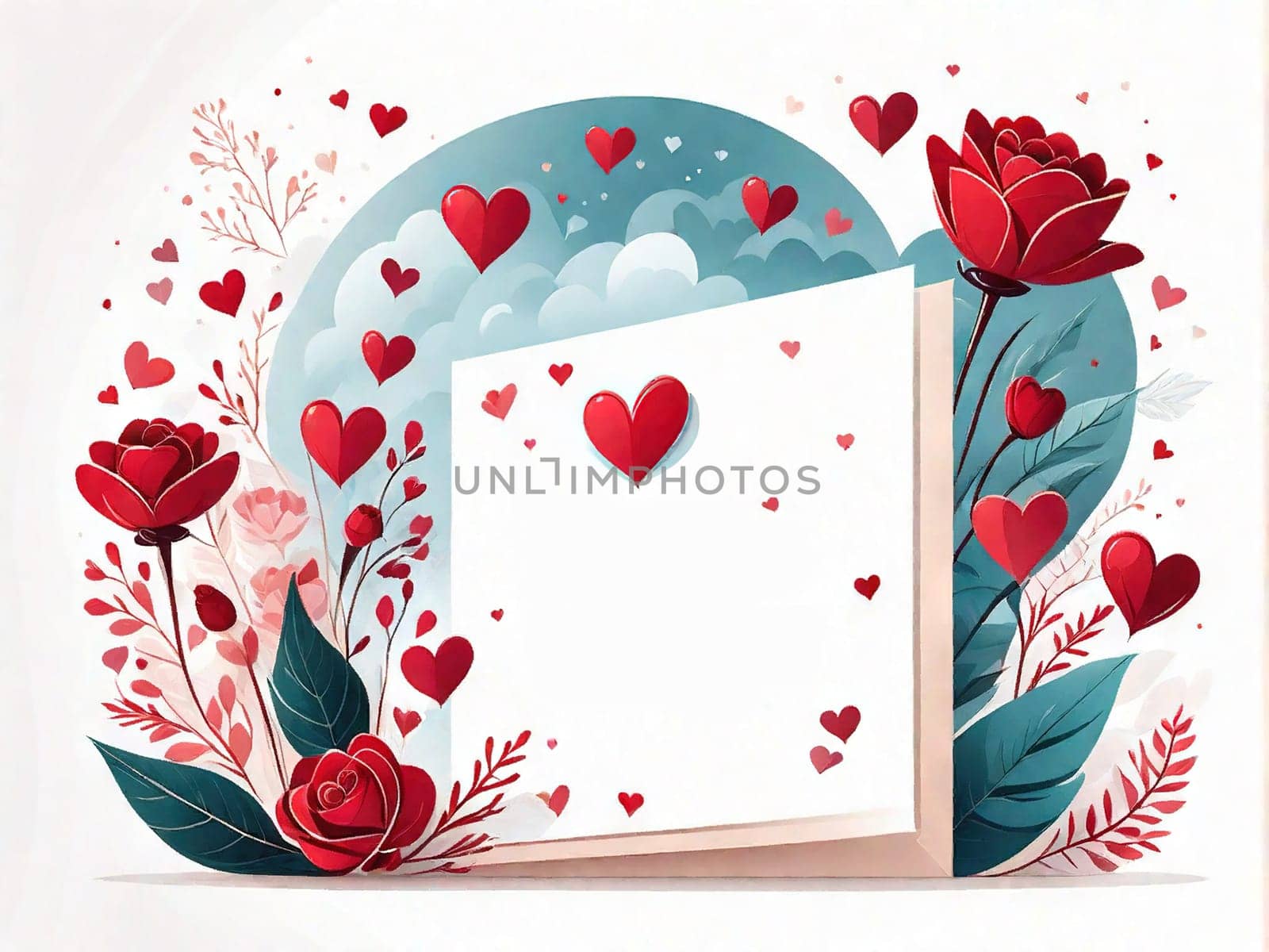 Happy Valentine's Day sale, frame of hearts and flowers on a white background.