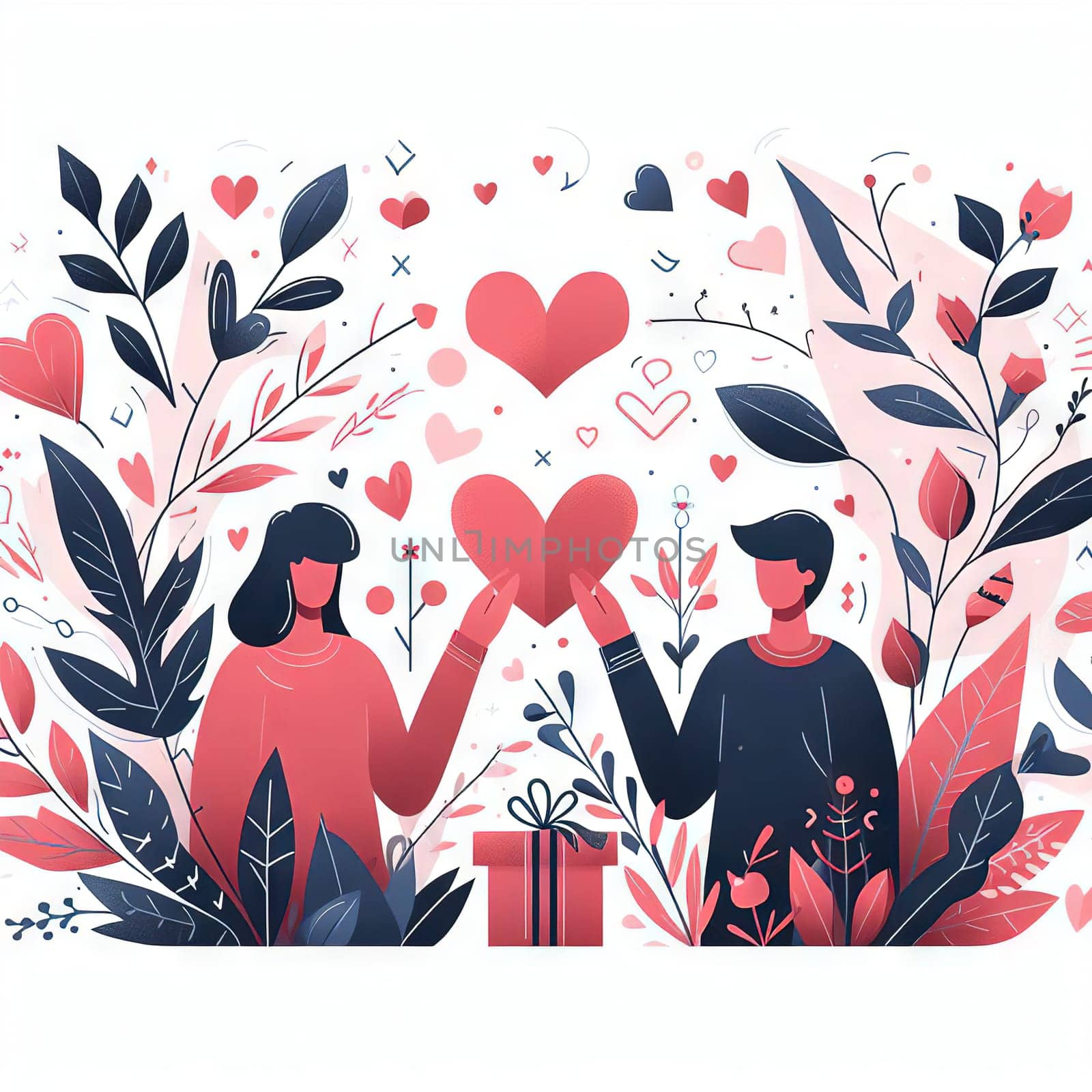 Valentine's Day, couple in love, lettering. A guy and a girl on a romantic by EkaterinaPereslavtseva