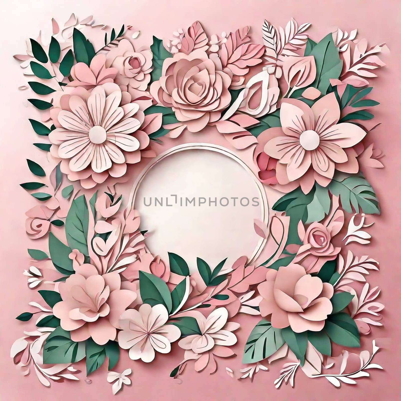 Frame flowers and hearts. Valentine's day, mother's day, women's day background, greeting card for your design