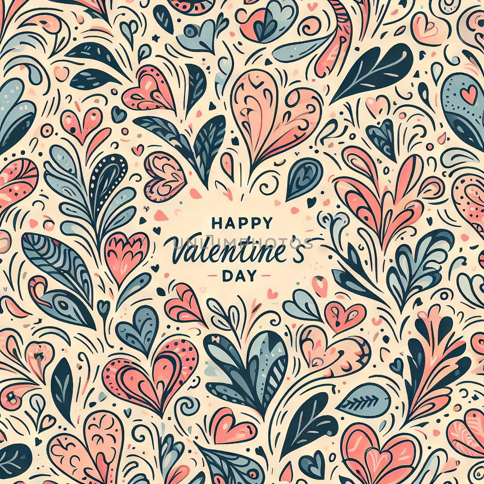 Stylish graphic seamless pattern with hearts. Black and red sketchy background for wrapping paper, fabrics, wallpapers, postcards and more.