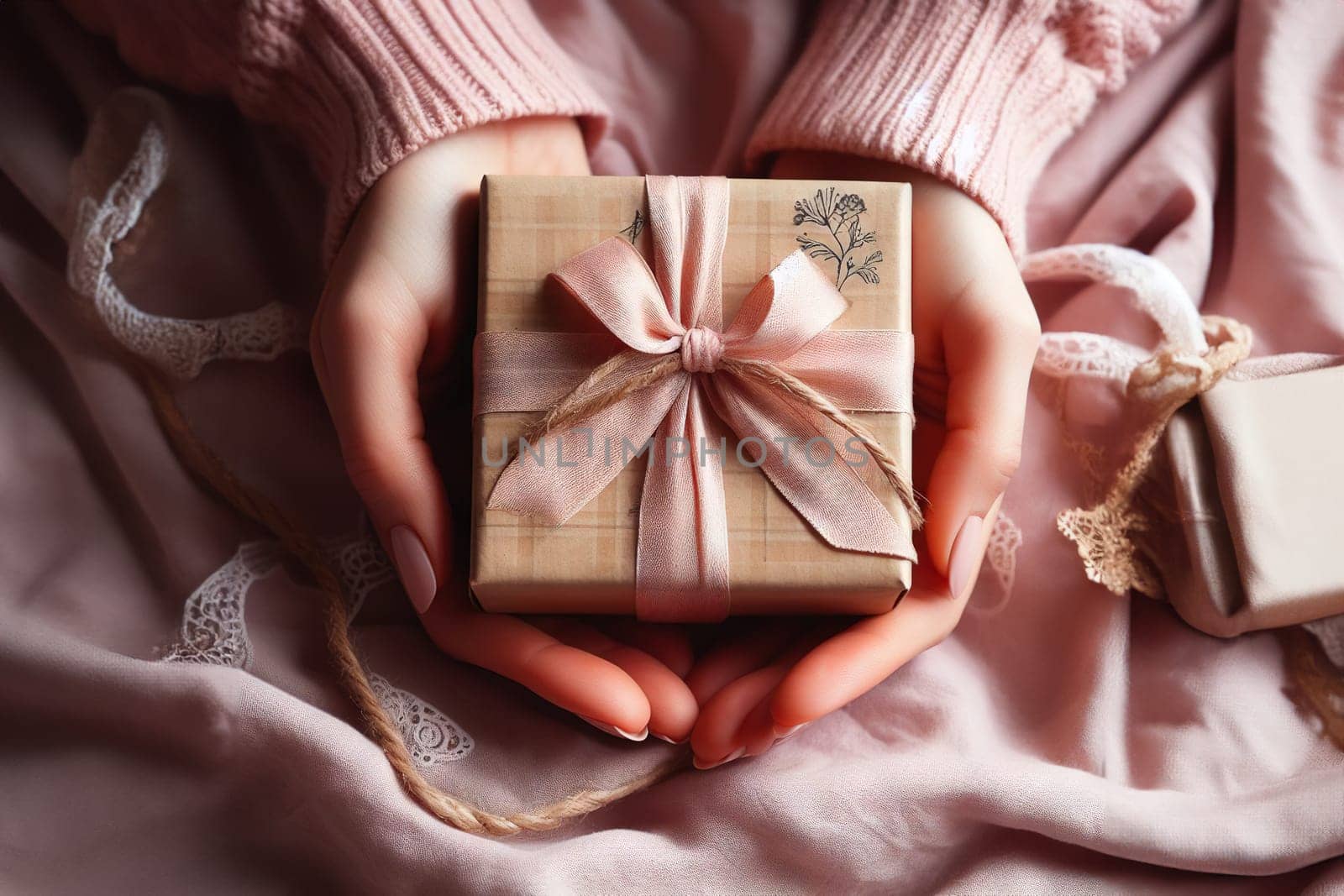 Woman hands holding gift box for special event. Valentines day, Christmas by EkaterinaPereslavtseva