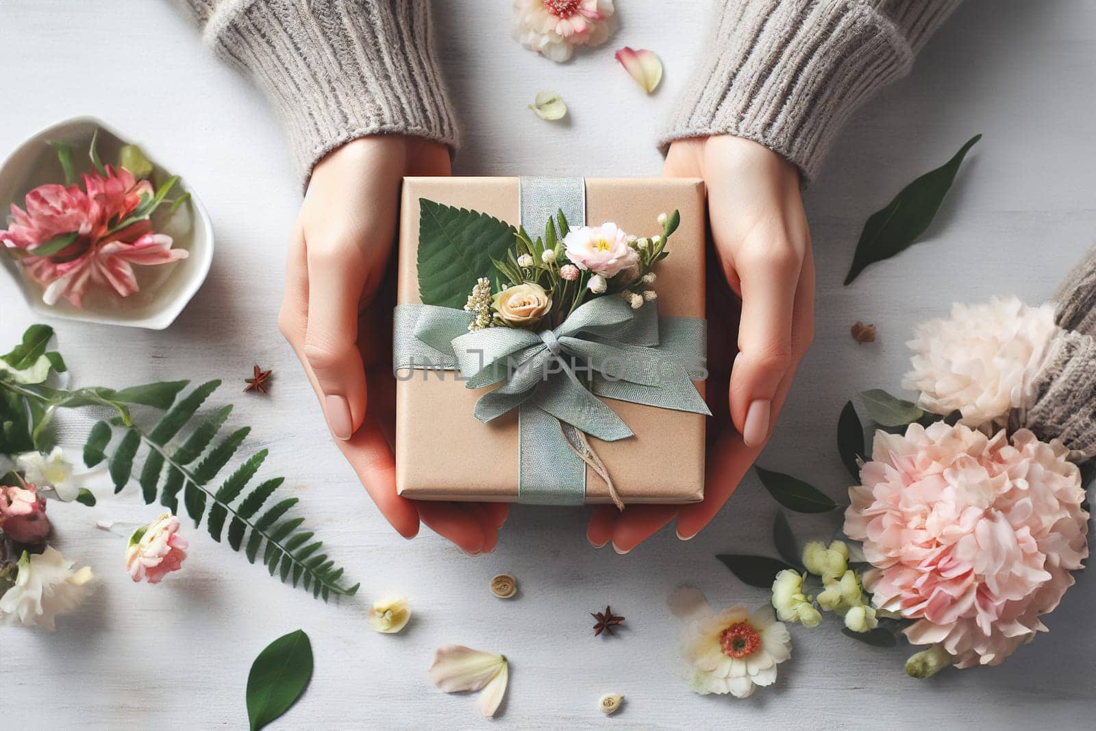 Woman hands holding gift box for special event. Valentines day, Christmas by EkaterinaPereslavtseva