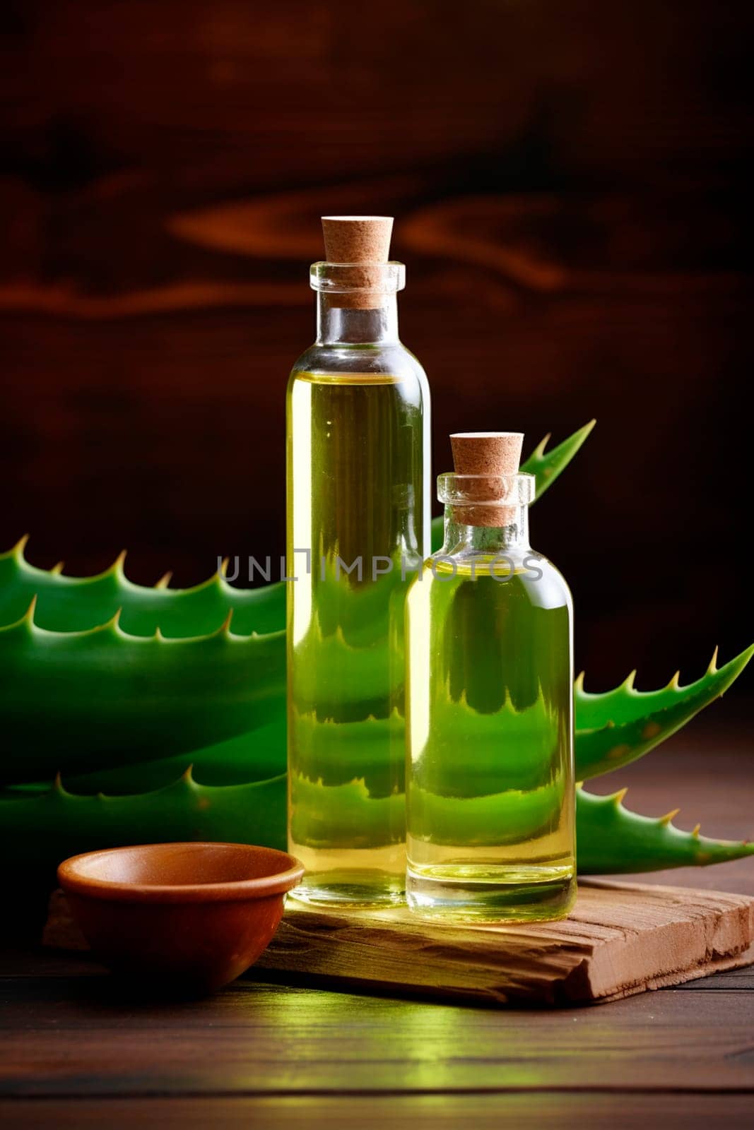 aloe vera leaf oil spa. Generative AI, nature.