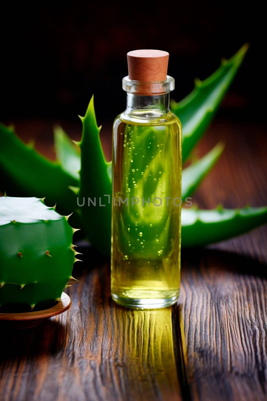 aloe vera leaf oil spa. Generative AI, nature.