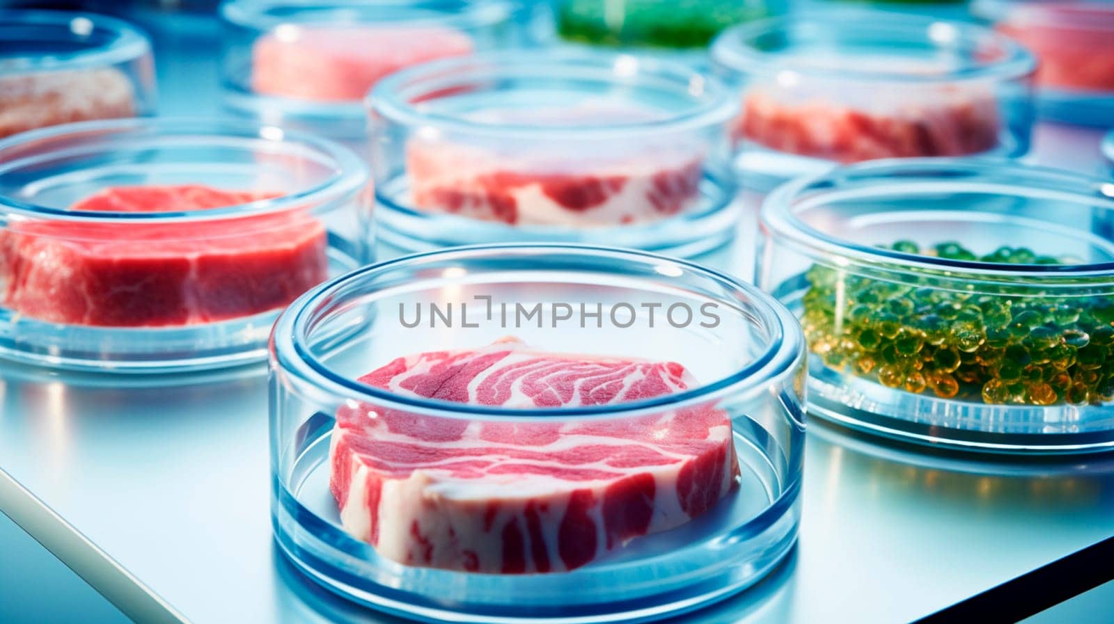 Meat research in the laboratory. Generative AI, Food.