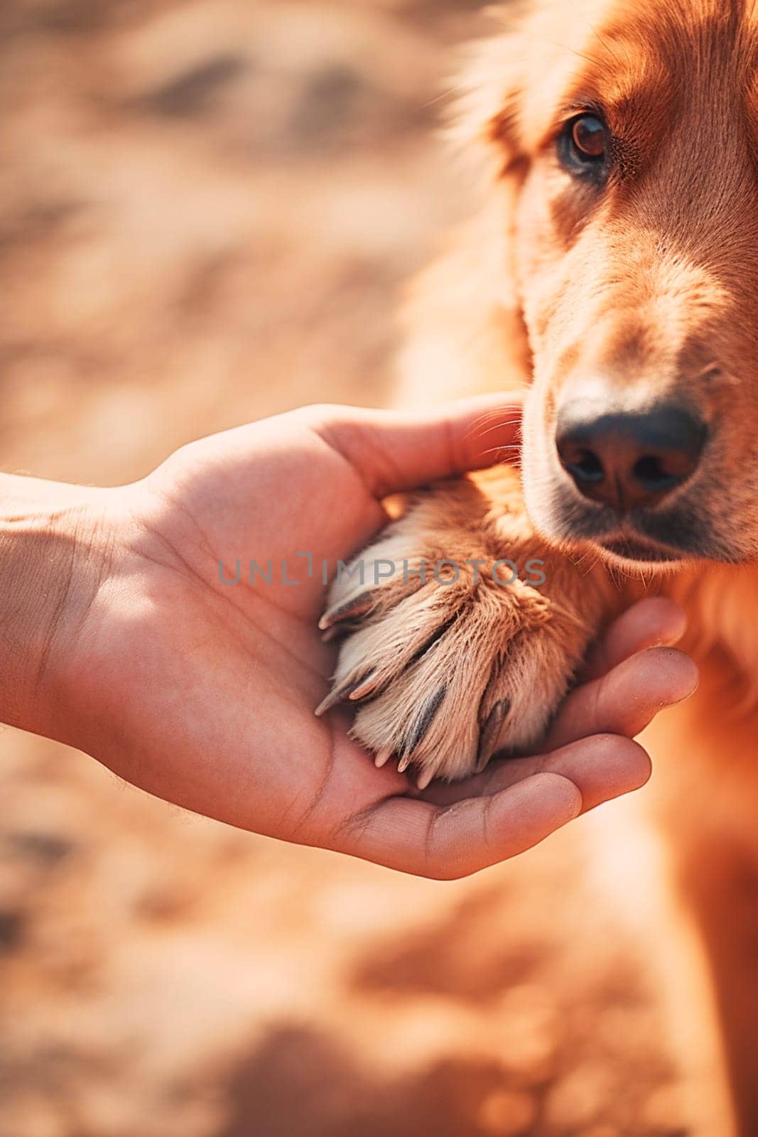 A dog gives a paw to a man. Generative AI, by yanadjana