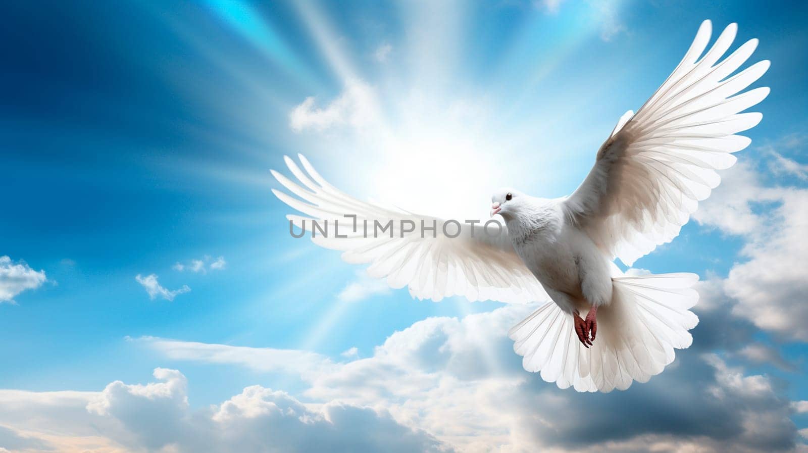 White dove in the sky. Generative AI, by yanadjana