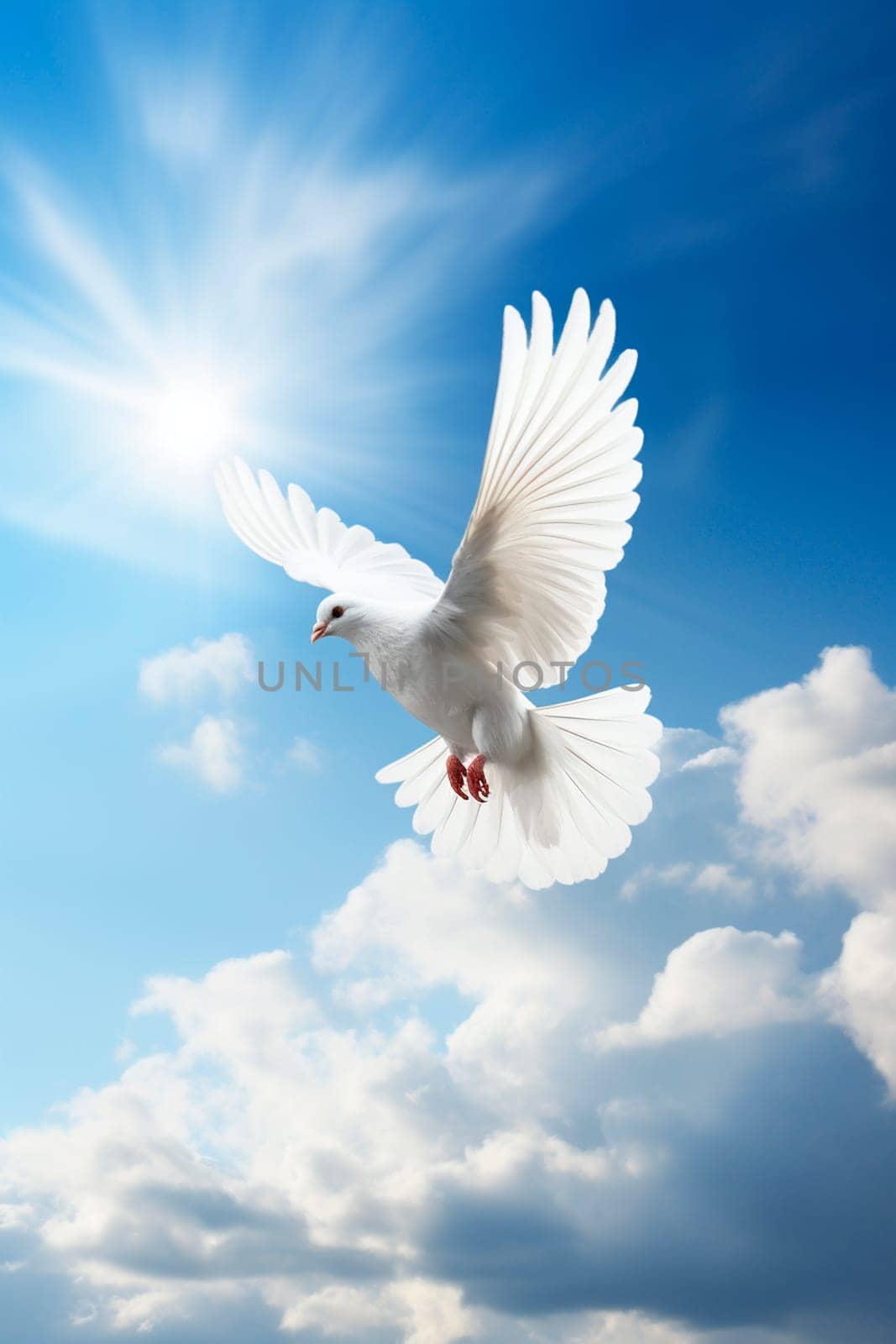 White dove in the sky. Generative AI, by yanadjana