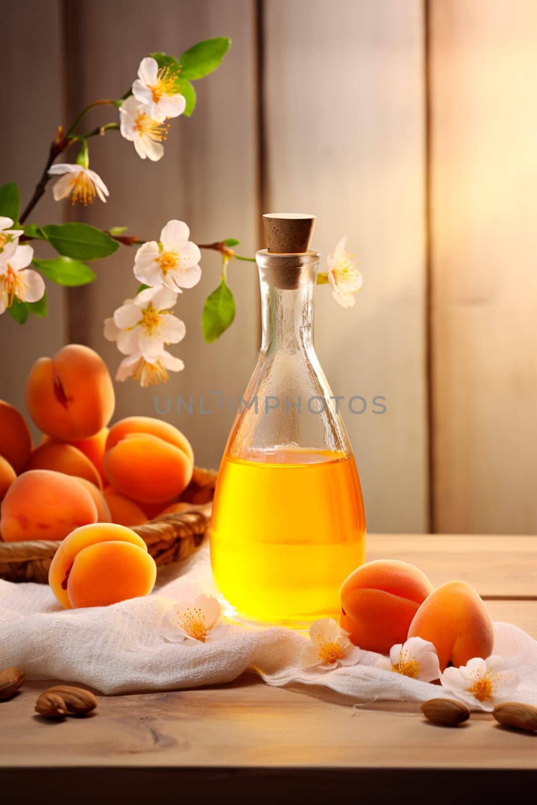 apricot kernel oil in a bottle. Generative AI, Spa.