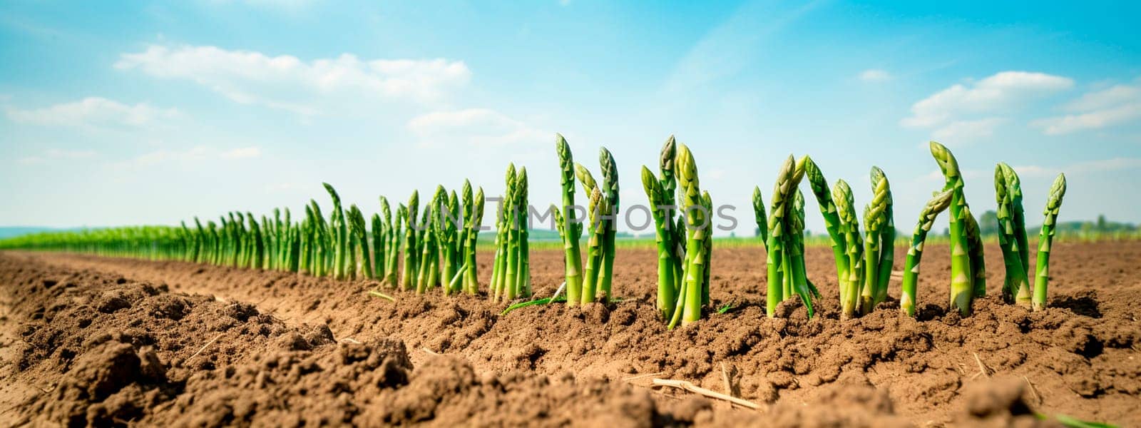 Asparagus growing in the field. Generative AI, Nature.
