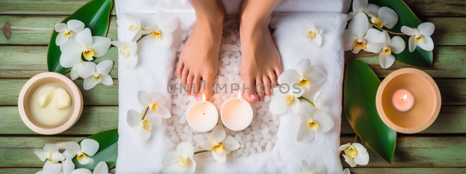 foot care in a spa salon. Generative AI, woman,