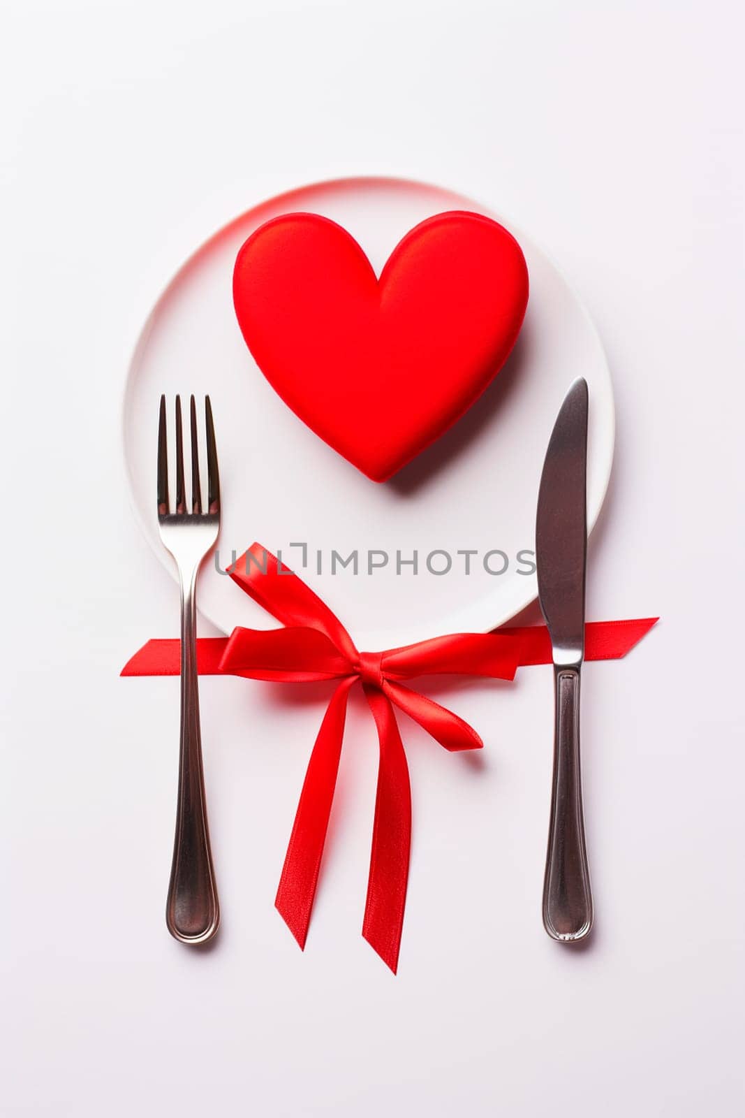 Cutlery and red roses isolate valentine's day. Generative AI, Holiday.