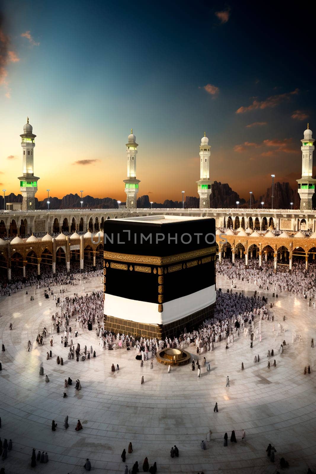 Landscape of the Kaaba in Mecca. Generative AI, by yanadjana