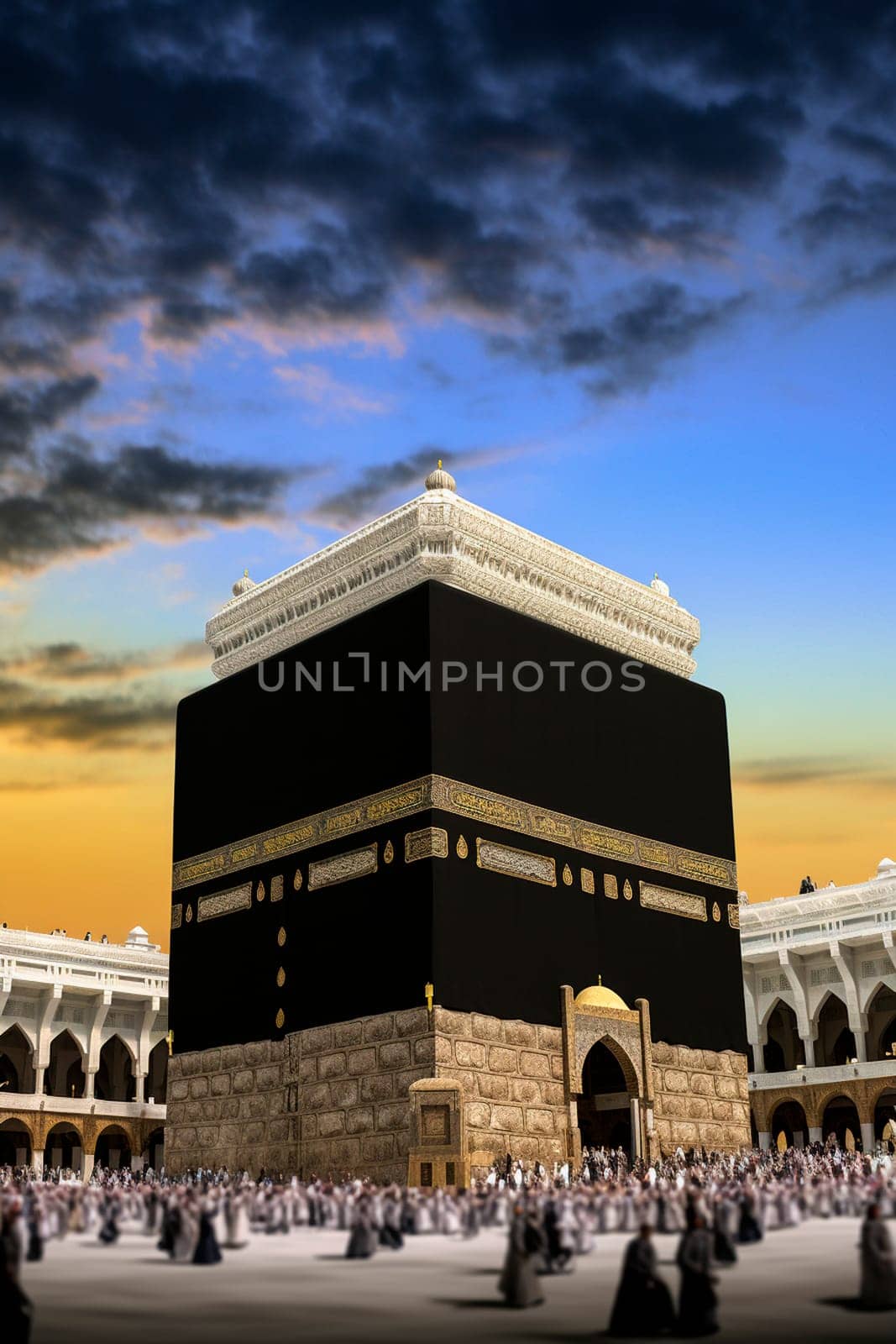 Landscape of the Kaaba in Mecca. Generative AI, Nature.