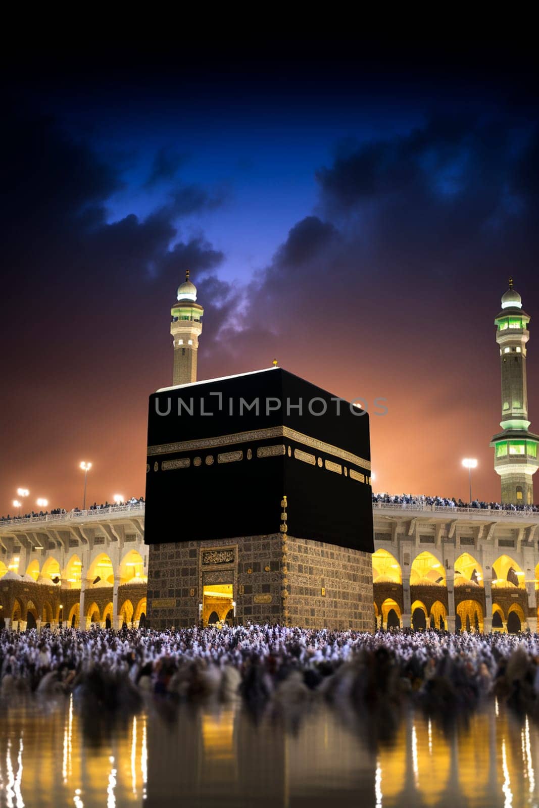 Landscape of the Kaaba in Mecca. Generative AI, by yanadjana