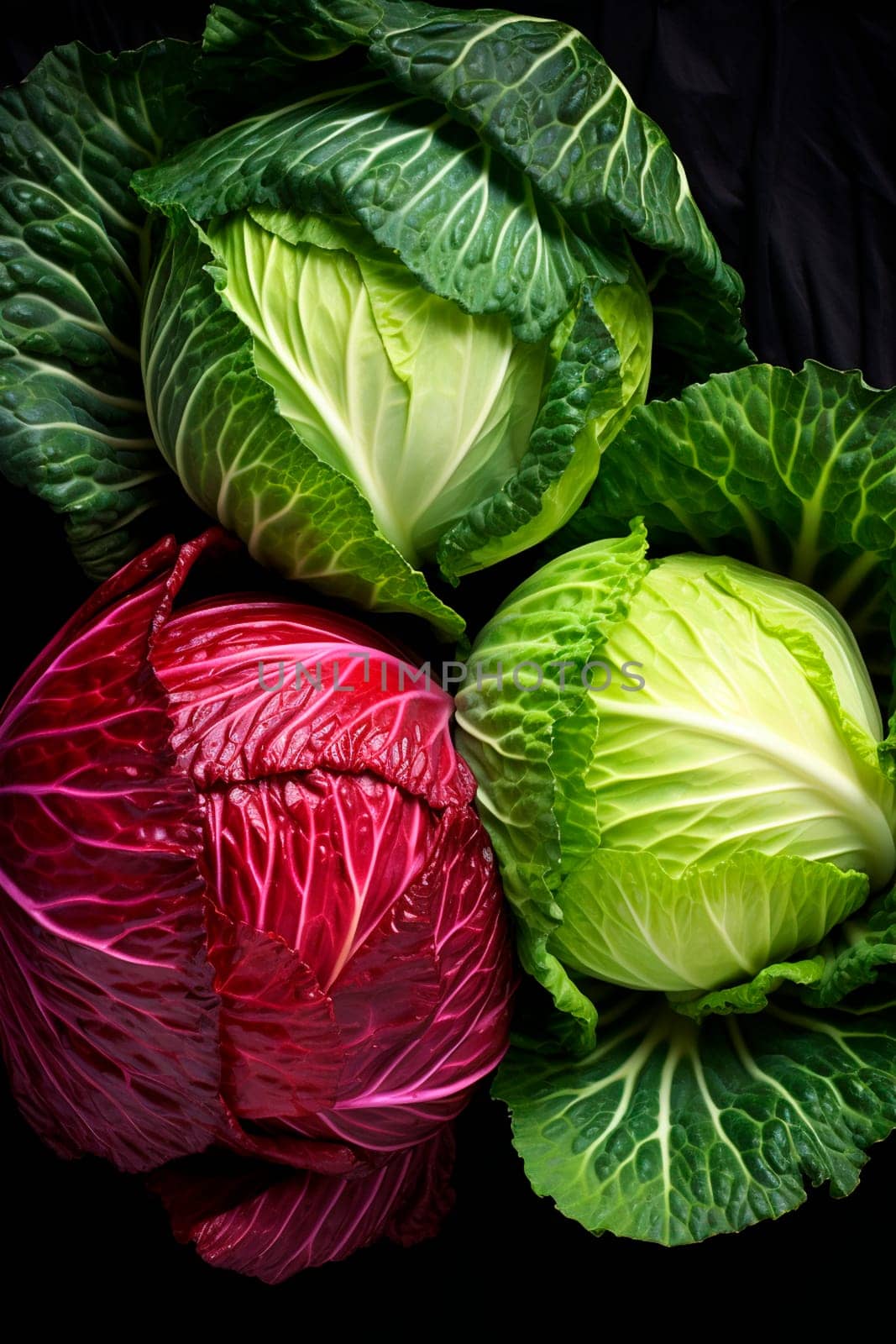 Green and red cabbage. Generative AI, Food.