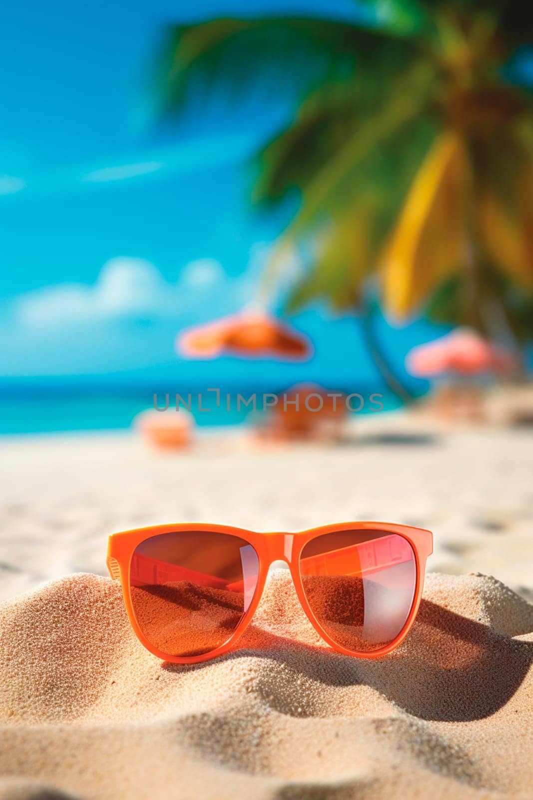 sunglasses on the beach. Generative AI, Sea.