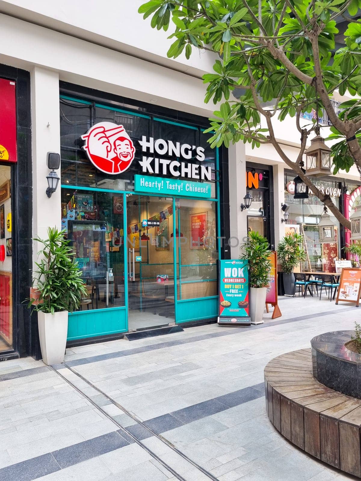 Gurgaon, Delhi, India - 17th Sept 2023: Hongs Kitchen quick service restaurant QSR from Jubiliant serving chinese food in Delhi