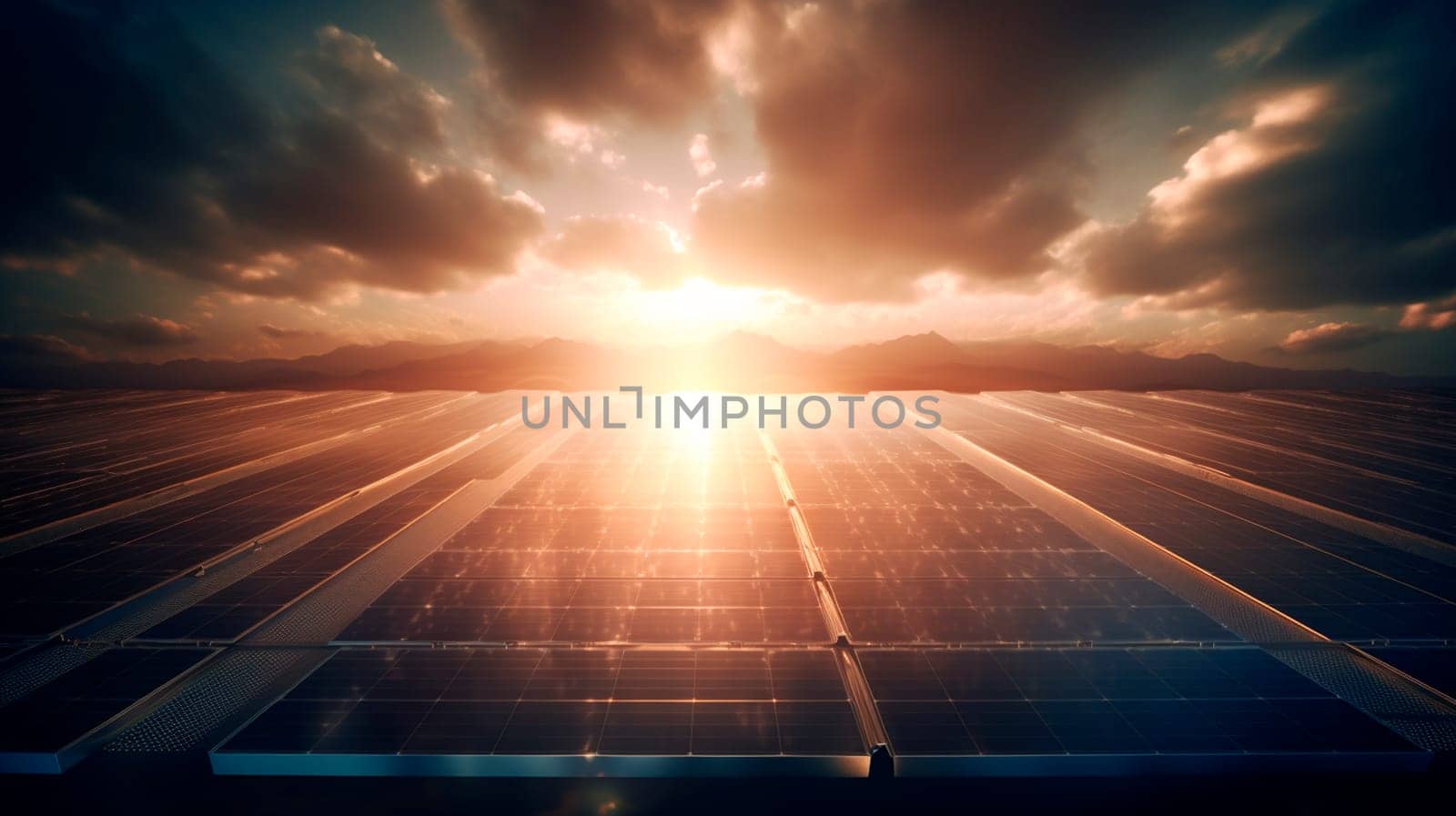 Solar panels the sun shines. Generative AI, Nature.