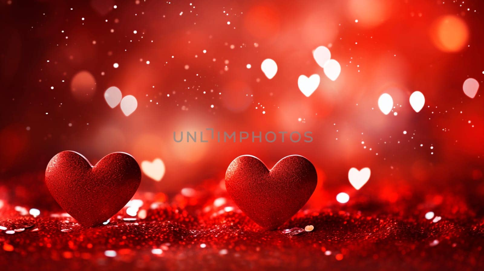 Beautiful background with red hearts. Generative AI, valentine.