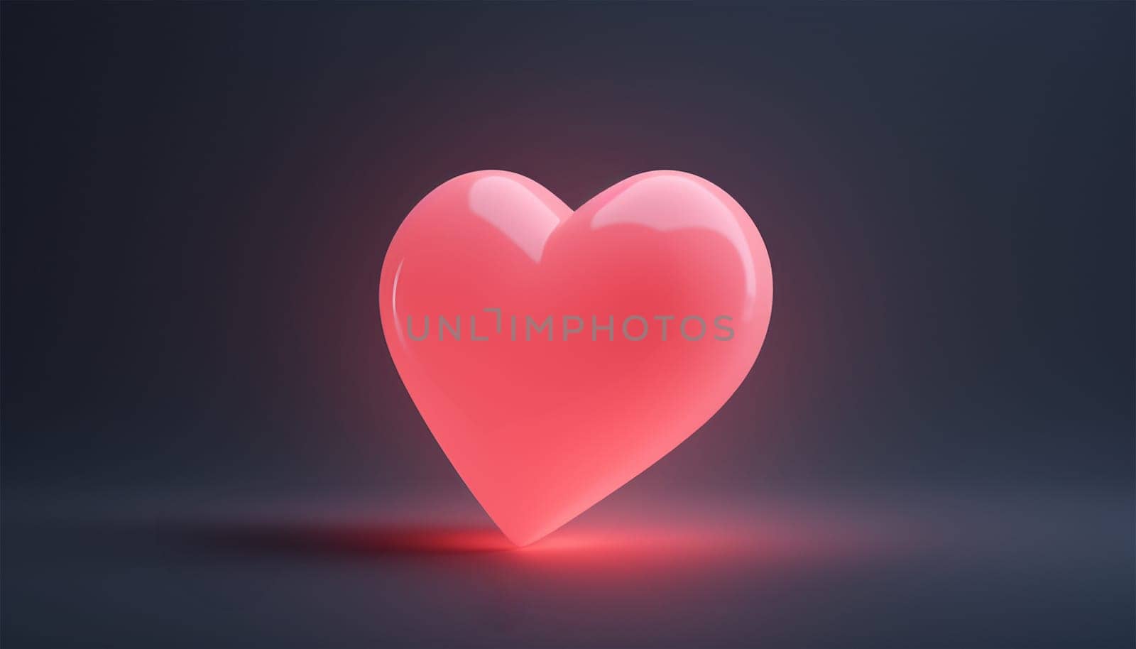 Red glowing neon heart. 3d render, abstract ultraviolet background with neon heart frame. Modern minimal line art. Valentines Day romantic symbol glowing in the dark copy space Happy Valentine by Annebel146