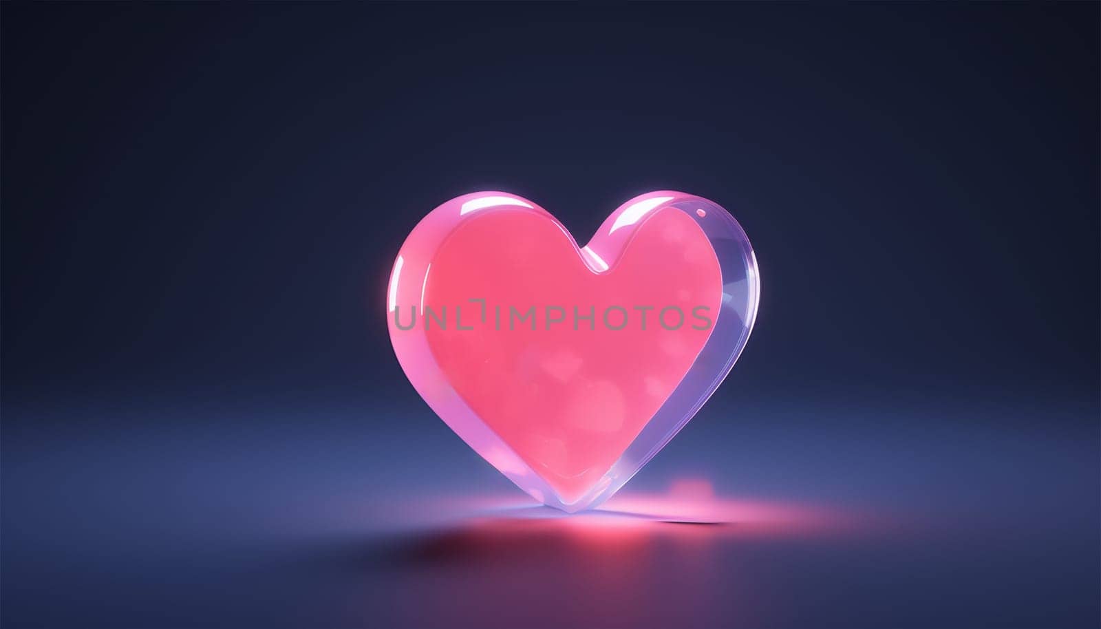 Red glowing neon heart. 3d render, abstract ultraviolet background with neon heart frame. Modern minimal line art. Valentines Day romantic symbol glowing in the dark copy space Happy Valentine by Annebel146
