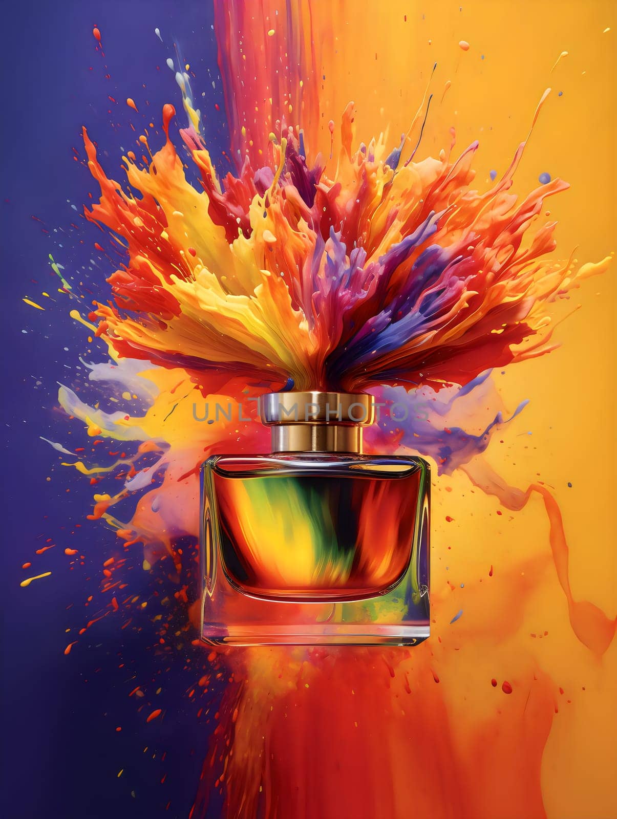 A colorful explosion of perfume in a bottle by chrisroll