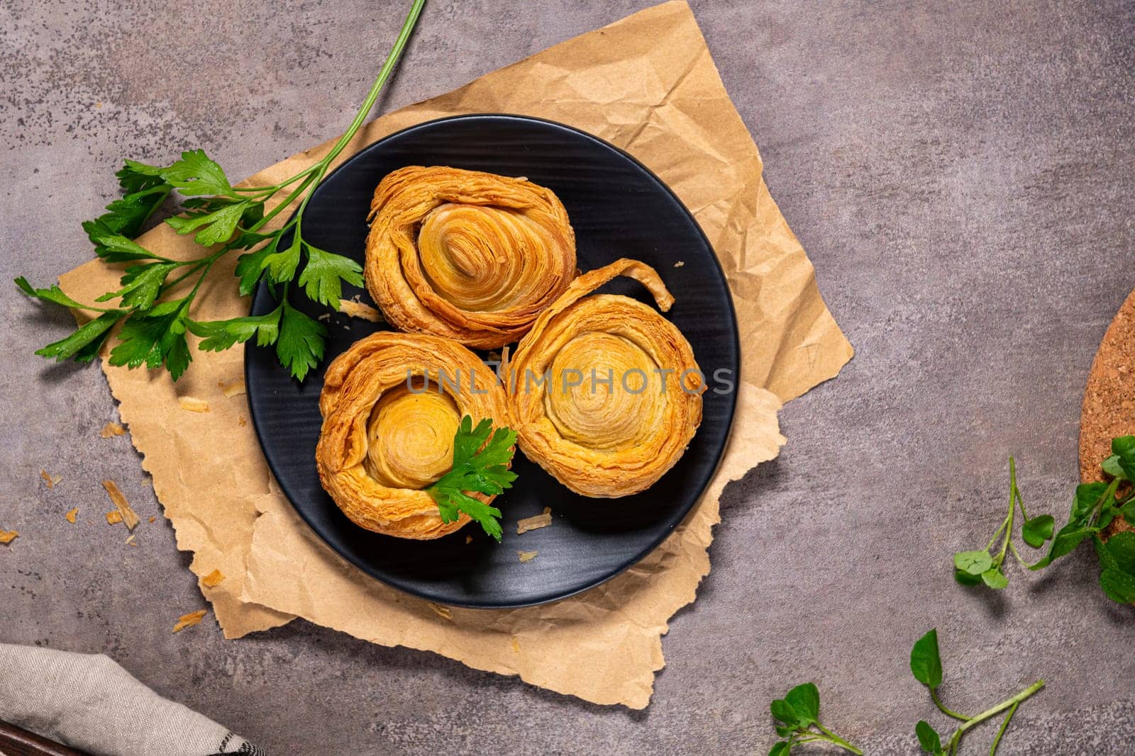 Pastries filled with meat, traditionally baked in black clay molds both from the region on Vila Real, Portugal.