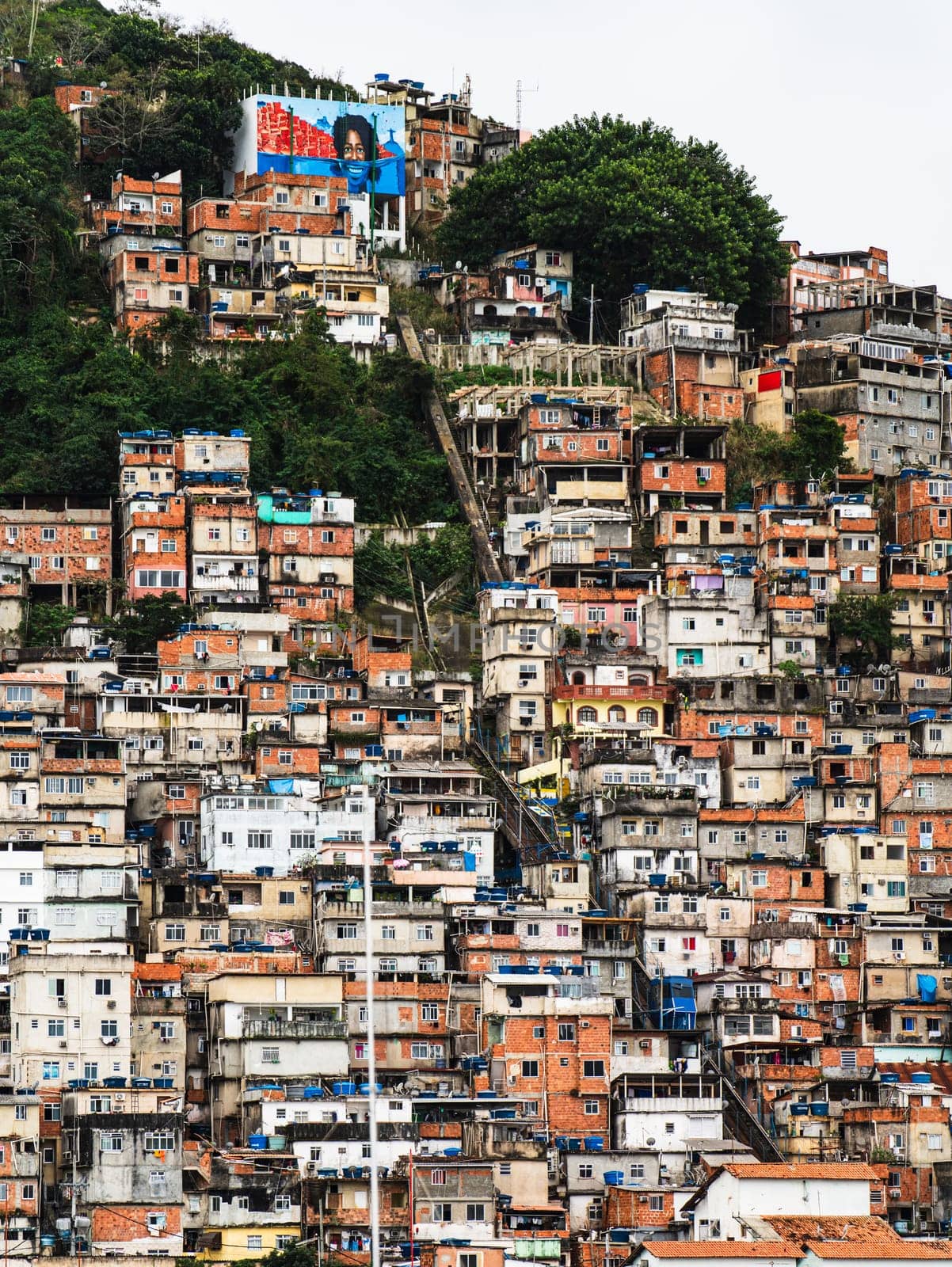 Overcrowded Favela on Steep Hillside in Rio de Janeiro by FerradalFCG