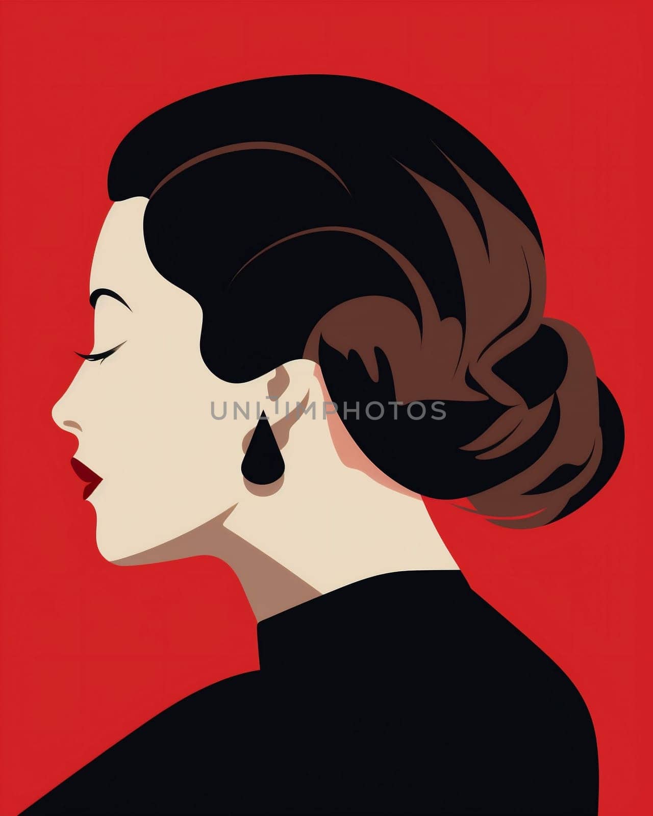 poster woman person stylish background portrait style colourful copy fashion lip trendy red illustration glamour lifestyle female pretty cool model space vintage elegance. Generative AI.