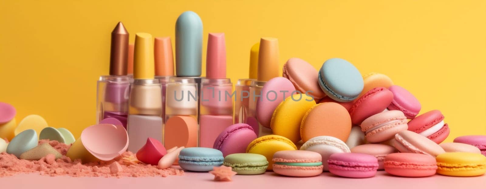 woman product colours layout set cosmetic skincare object brush accessory care facial make-up white concept fashion color background advertising glamour beauty. Generative AI.