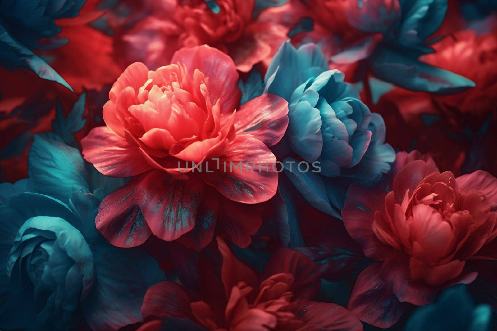 peony colours design bloom flora blossom bright flower nature neon. Generative AI. by Vichizh