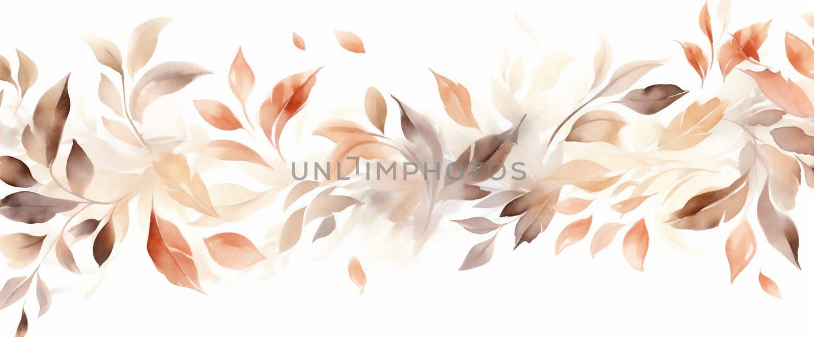 art drawing orange autumn leaf tree maple isolated fall white seamless september background botanical seasonal october nature yellow plant decoration watercolor. Generative AI.