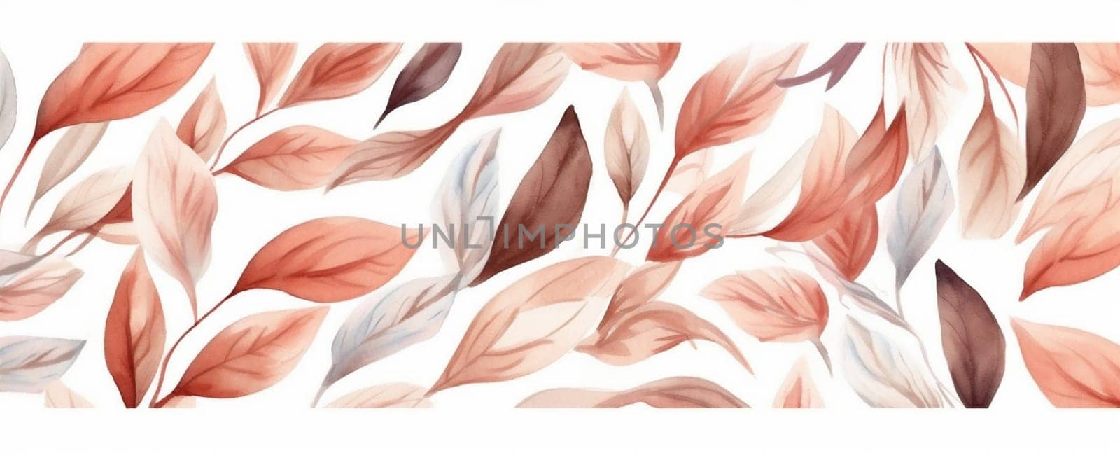 background drawing nature print decoration september beautiful fall illustration seasonal abstract tree leaf pattern brown plant watercolor white orange design autumn. Generative AI.