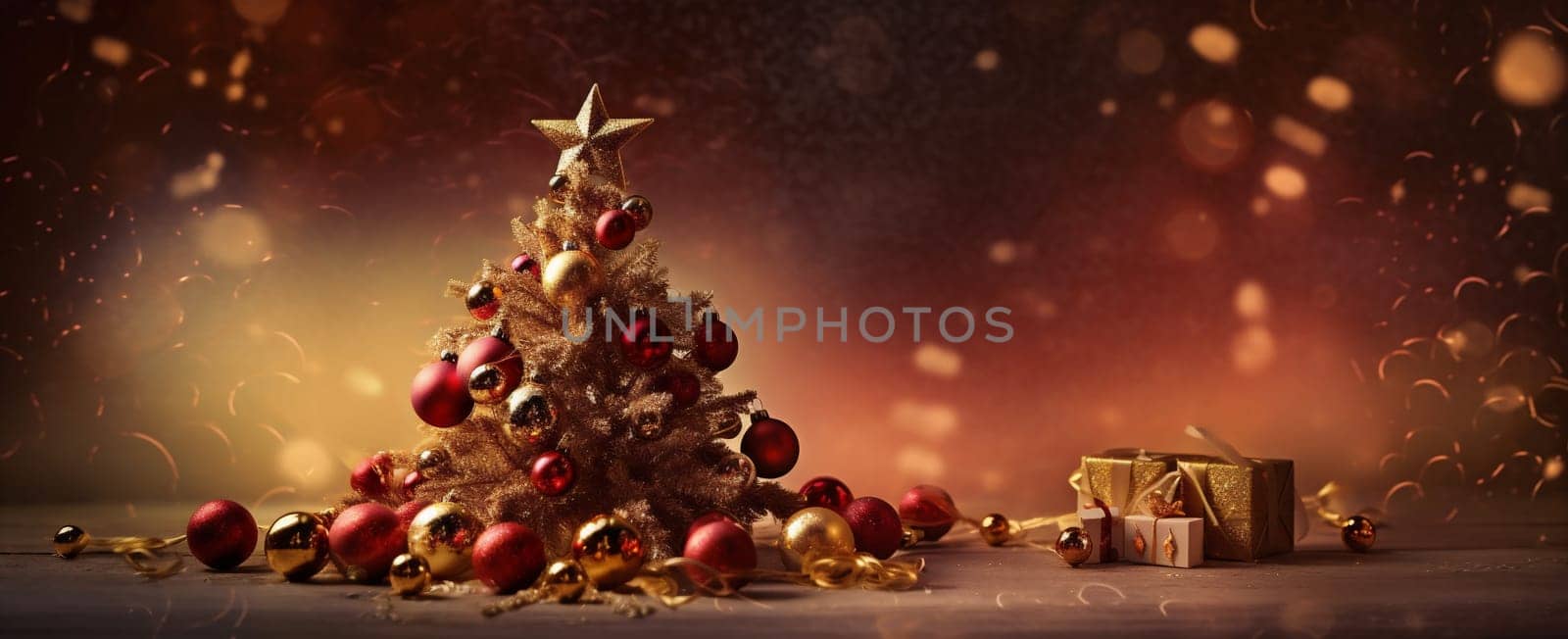 holiday table christmas decoration celebration copy year space new festive light. Generative AI. by Vichizh