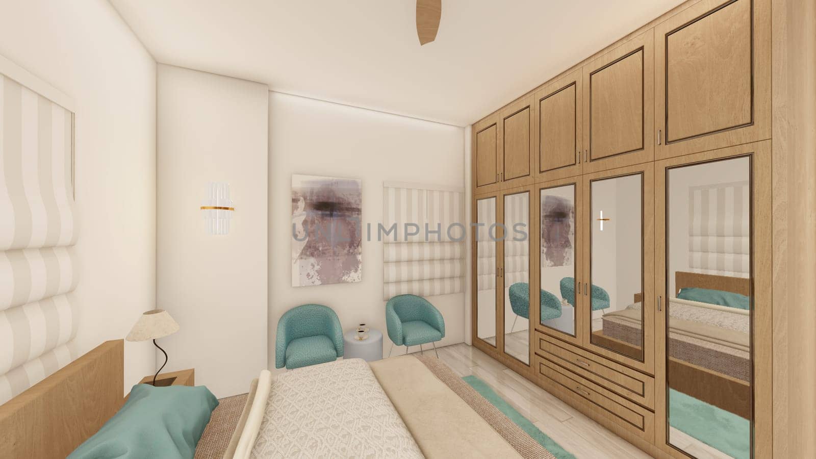 Realistic bedroom perspective 3d rendering by shawlinmohd