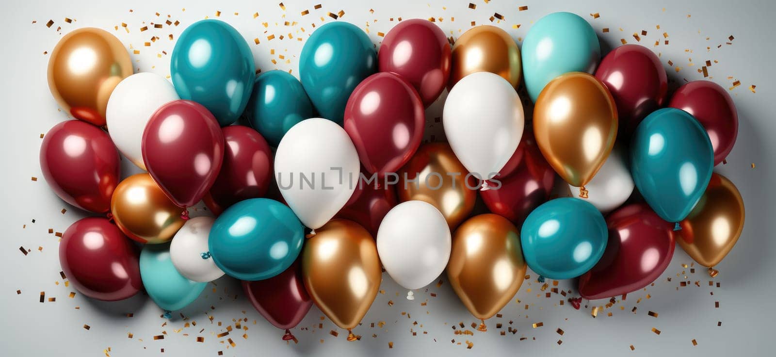 Bright balloons and falling confetti fill the air with fun and joy.