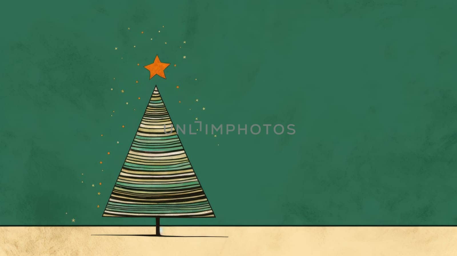 Creative art Christmas tree hand drawing style, for greeting card merry christmas and happy new year, naive children kid art for nursery or elementary school comeliness