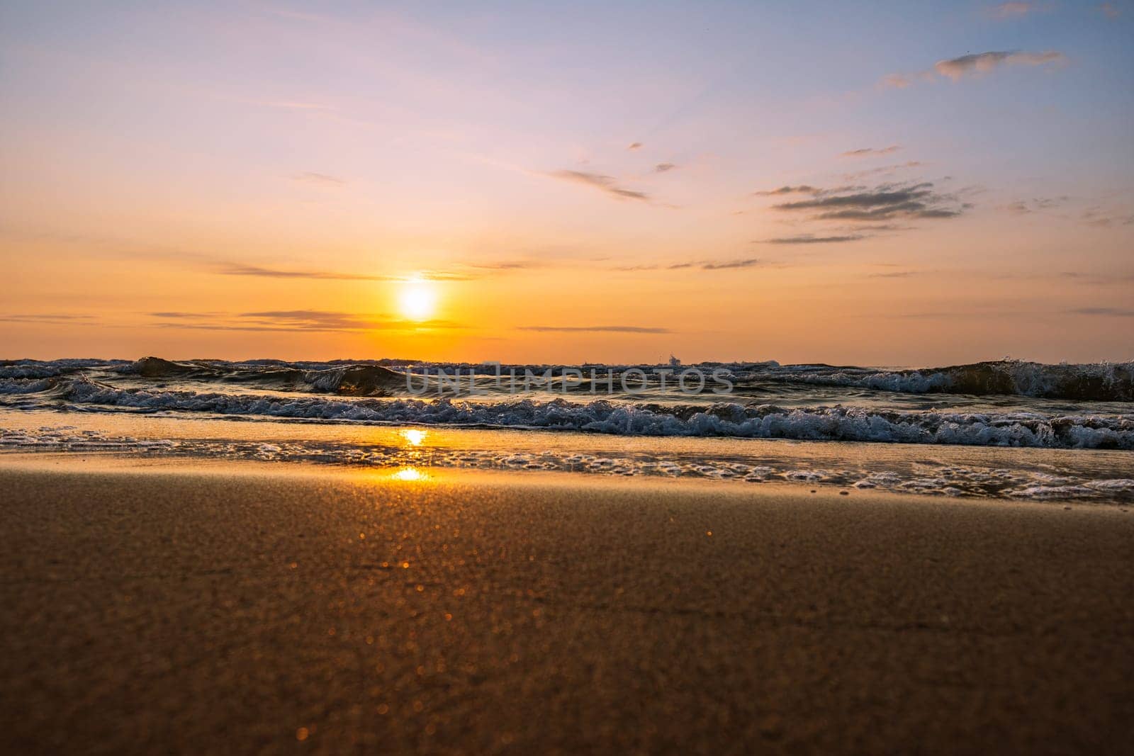 beautiful seascape at sunrise, with a place for an inscription. High quality photo