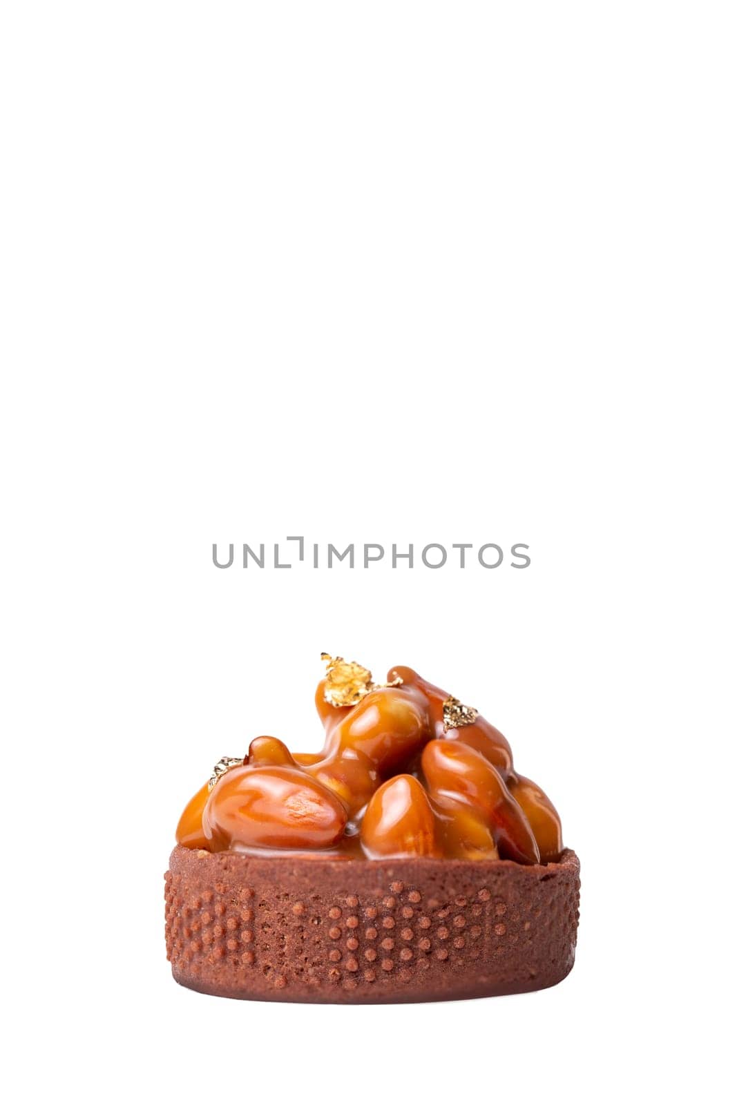 dessert tart with nuts and caramel without background by Pukhovskiy