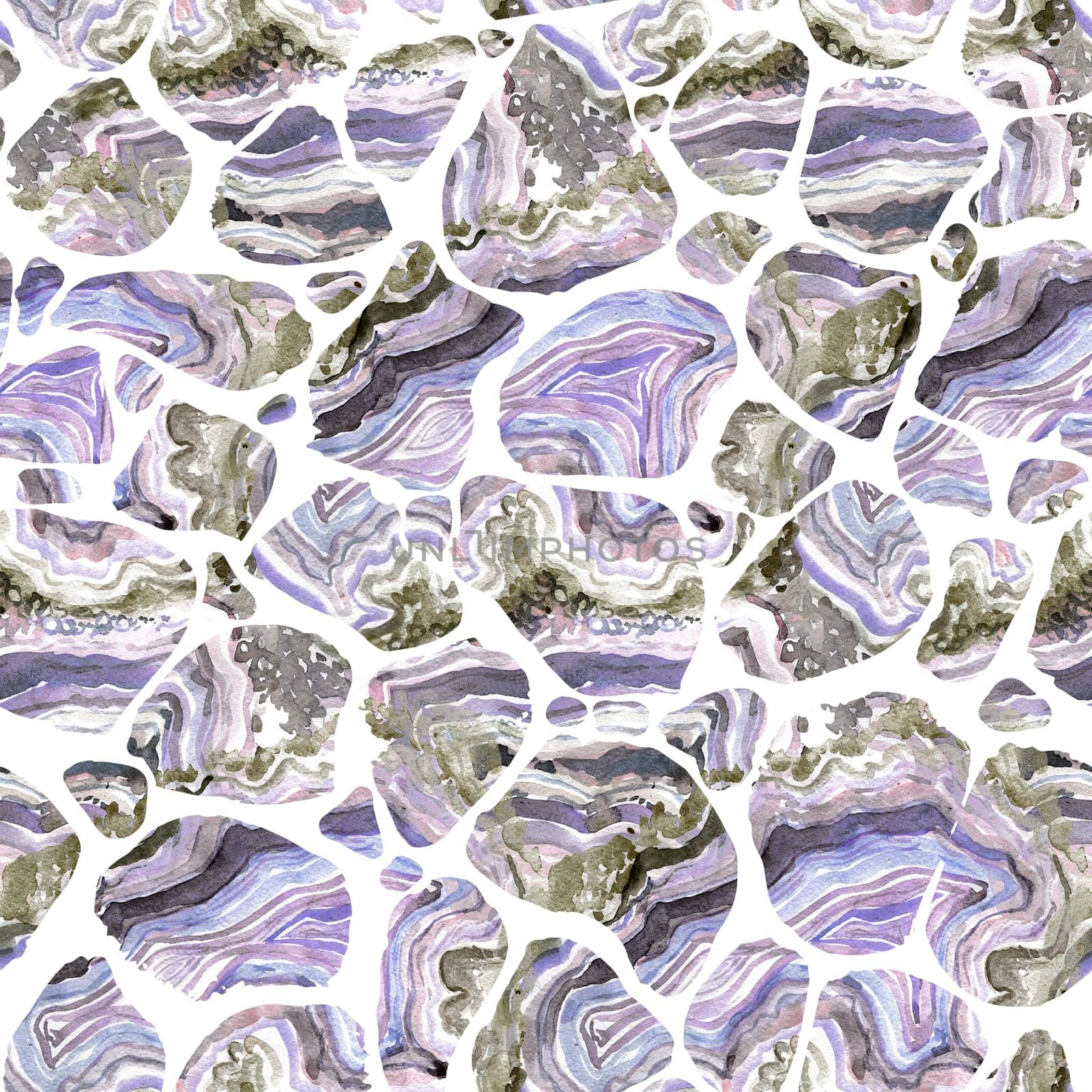 Modern seamless pattern with the texture of the layered Onyx mineral stone in watercolor imitation for textiles and surfaces design